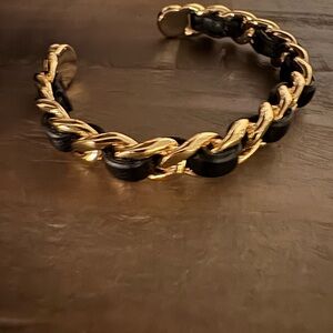 Henri Bendel gold & black leather cuff.